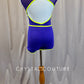 Custom Purple Biketard with Lime/Yellow Trim - Rhinestones