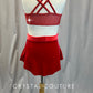 Custom Red Velour Crop Top, Briefs and Circle Skirt Three Piece Set - Rhinestones - Accessories