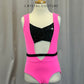 Custom Neon Pink and Black Leotard - Rhinestones