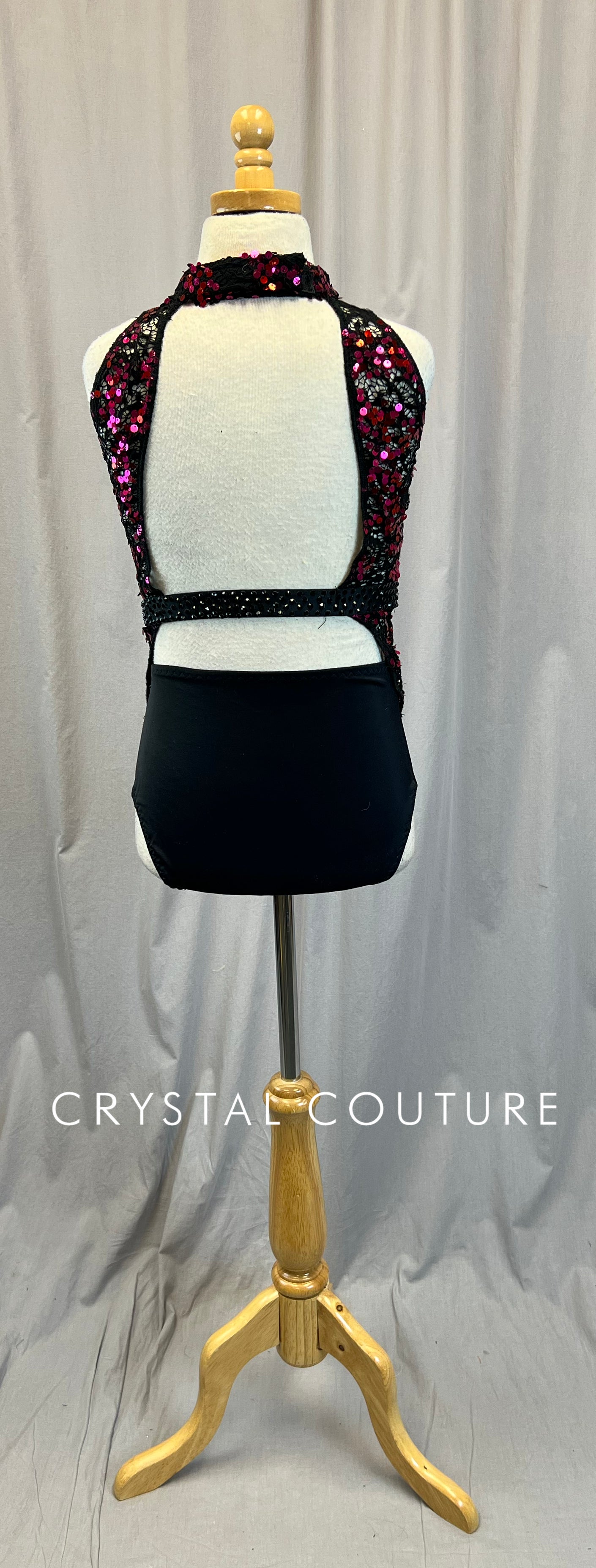 Custom Black with Pink Sequin Lace Leotard Custom Black with Pink Sequin Lace Leotard