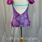 Custom Purple and Cyan Flounce Cap Sleeve Leotard.