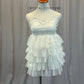 Off White Romper with Tulle Ruffle Skirt-Rhinestones