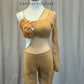 Custom Tan/Nude Asymmetrical One Sleeve Mesh Unitard-Custom - Rhinestones