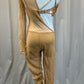 Custom Tan/Nude Asymmetrical One Sleeve Mesh Unitard-Custom - Rhinestones