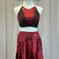 Burgundy and Black Lace Halter Top and Long Skirt - Rhinestones