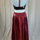 Burgundy and Black Lace Halter Top and Long Skirt - Rhinestones
