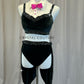 Black Velvet Tuxedo Inspired Two-Piece Set - Rhinestones - Accessories