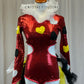 Custom Queen of Hearts Inspired Red Sequin Biketard +Cape