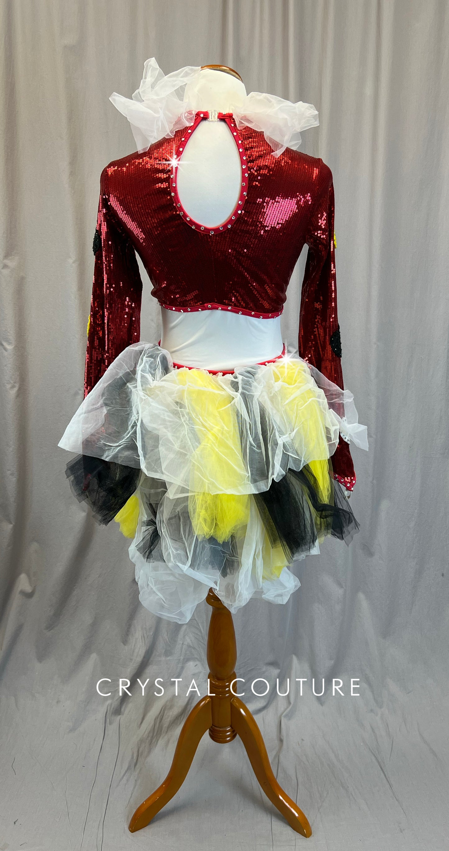 Custom Queen of Hearts Inspired Red Sequin Biketard +Cape