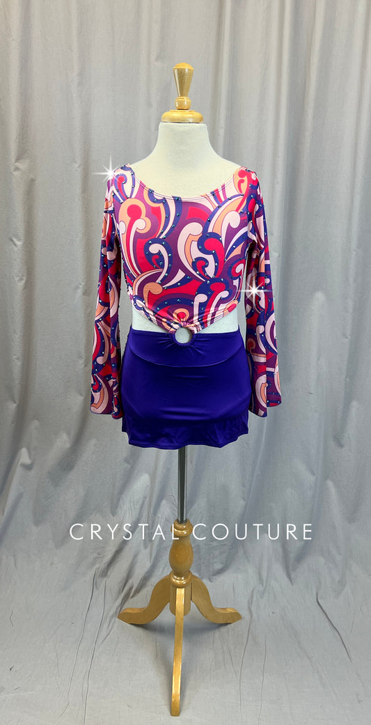 Retro Paisley Print Dress -Rhinestones
