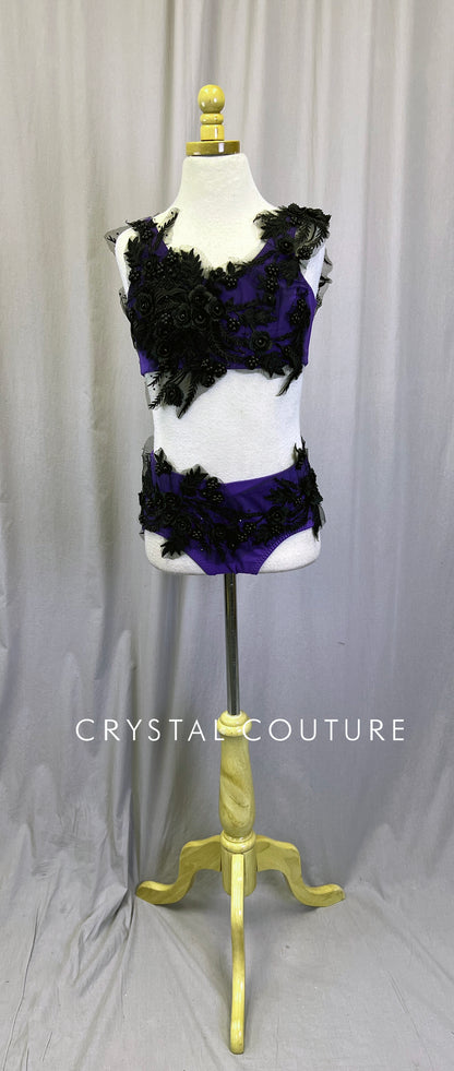 Custom Purple with Black Appliques Two-Piece Set