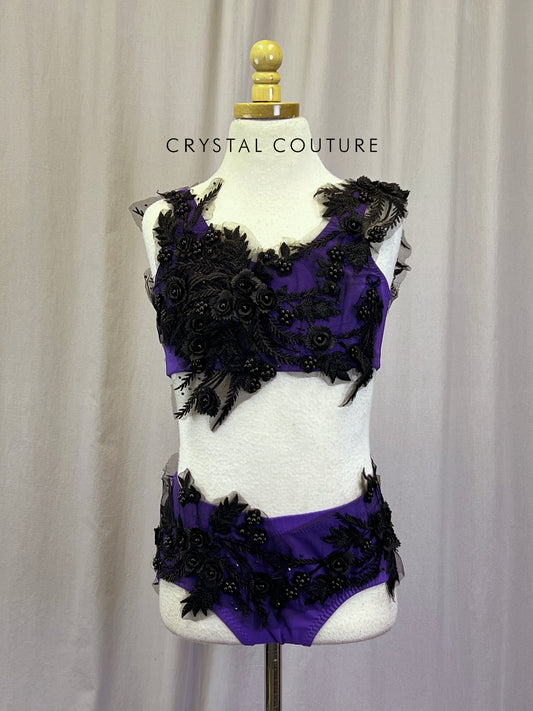 Custom Purple with Black Appliques Two-Piece Set