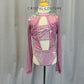 Mauve/Lilac Mesh Long Sleeve Leotard - Rhinestones