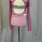Mauve/Lilac Mesh Long Sleeve Leotard - Rhinestones