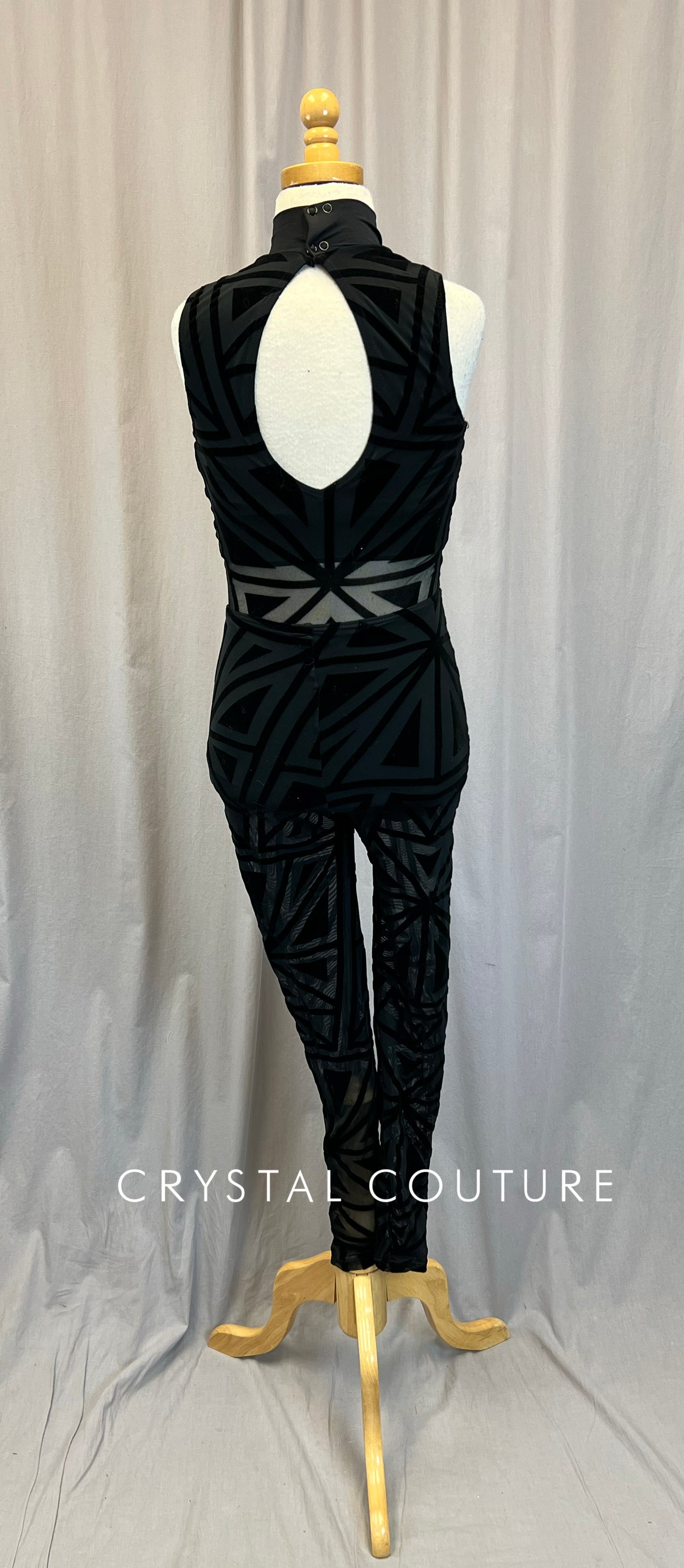 Black Mesh Geometric Unitard