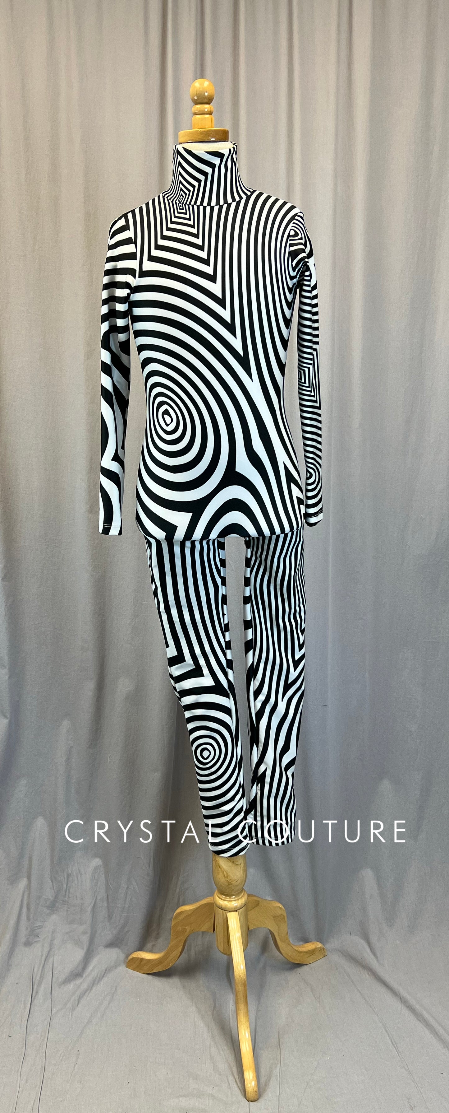 Black and White Swirl Long Sleeve Unitard