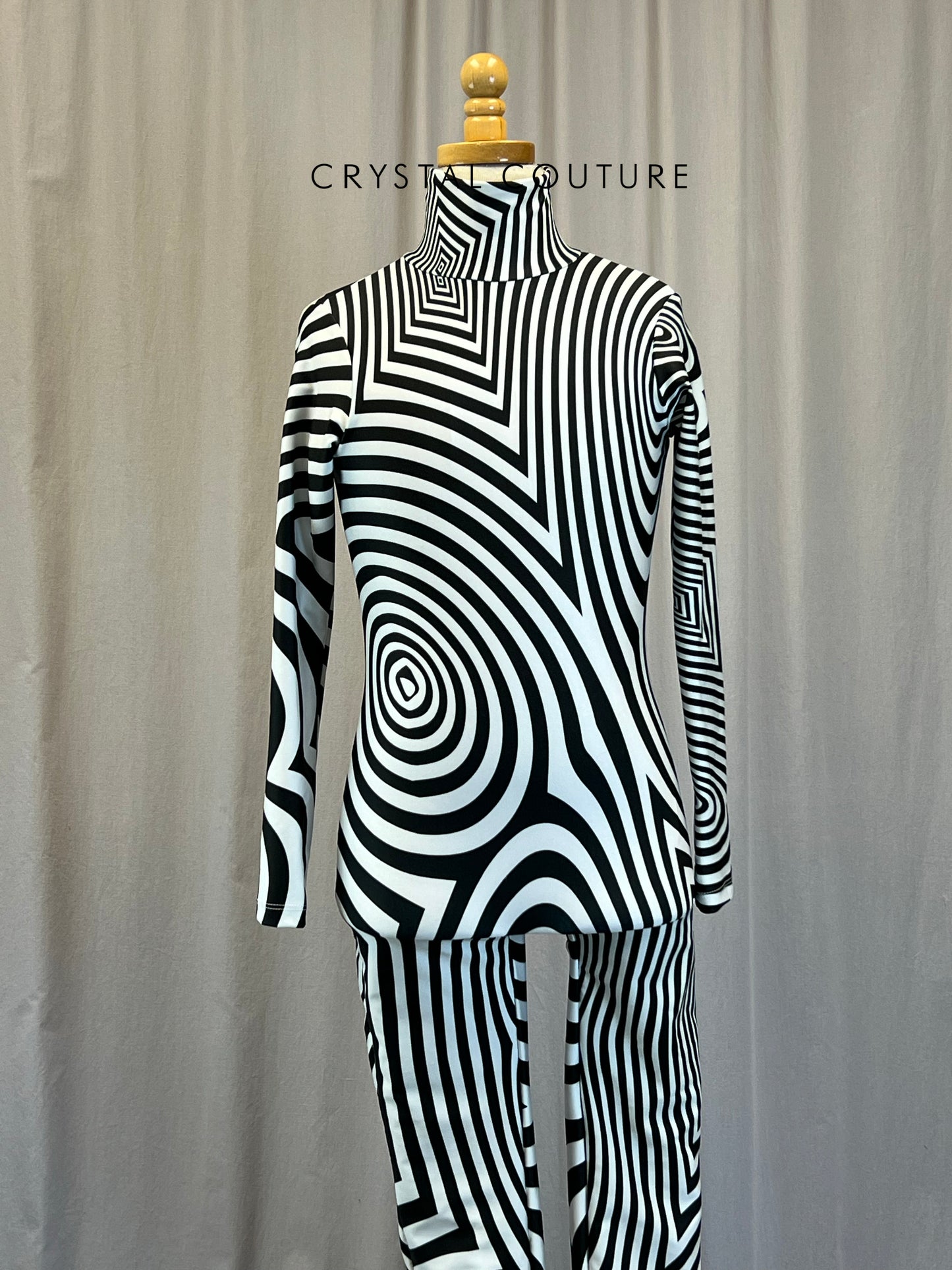 Black and White Swirl Long Sleeve Unitard