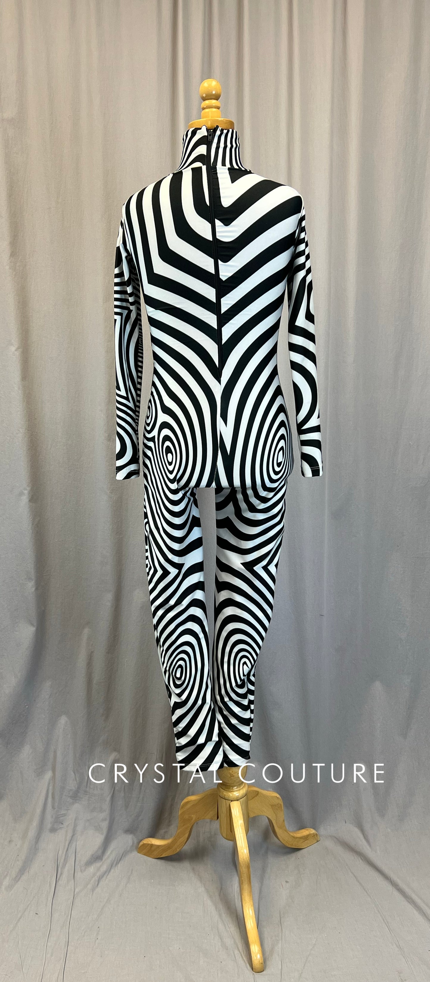 Black and White Swirl Long Sleeve Unitard