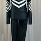 Black and White Chevron Long Sleeve Unitard