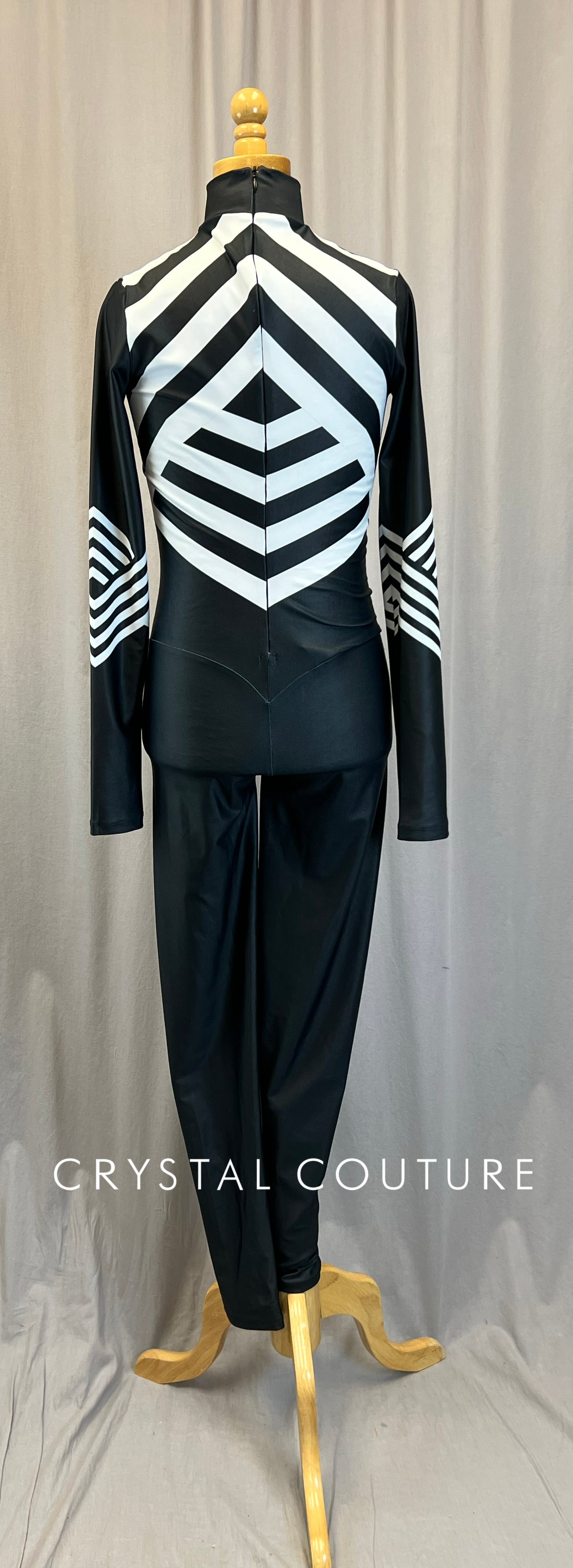 Black and White Chevron Long Sleeve Unitard