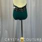 Custom Emerald Green with Cream/Nude Mesh Cap Sleeve Leotard-Appliques