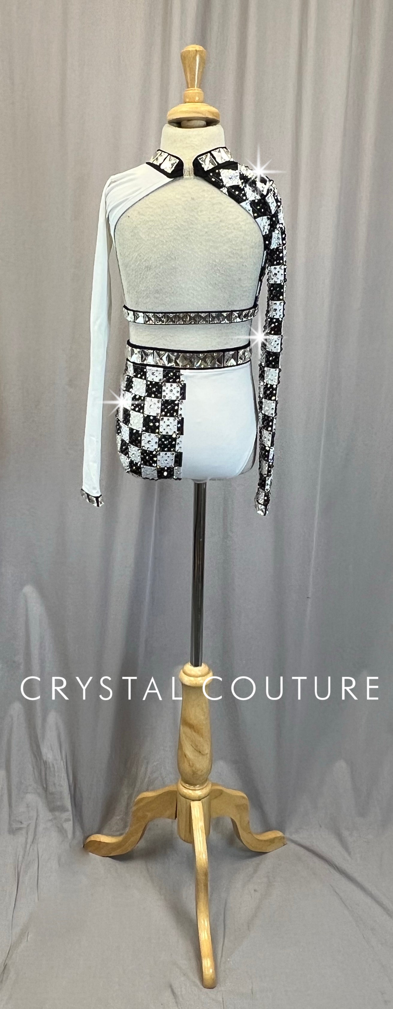 Black and White Checkered Long Sleeve Set + Rhinestones