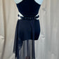 Navy mock neck Leotard with Half Skirt - Appliques - Rhinestones