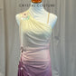 Ivory to Mauve Ombre One Shoulder Dress - Rhinestones