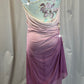 Ivory to Mauve Ombre One Shoulder Dress - Rhinestones