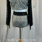 Tan and Black Paisley Long Sleeve and Brief Set - Rhinestones