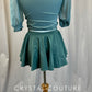 Sage Green Crop Top and Briefs+ Skirt Three-Piece Set - Rhinestones