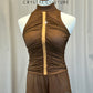 Brown Mesh Sleeveless Unitard - Rhinestones