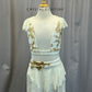 Ivory and Gold Cap Sleeve Crop top and Skirt Set - Rhinestones