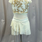 Ivory and Gold Cap Sleeve Crop top and Skirt Set - Rhinestones