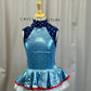 Light Blue,Navy and Red Metallic Tutu Dress - Rhinestones