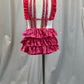 Pink Sequin Ruffle Leotard - Rhinestones