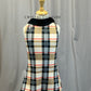 Tan and Black Plaid Sleeveless Tunic Dress - Rhinestones