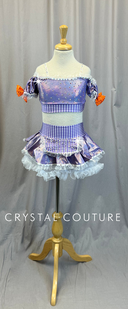 Purple Plaid Tutu Set with Orange Accents-Chef Inspired - Rhinestones