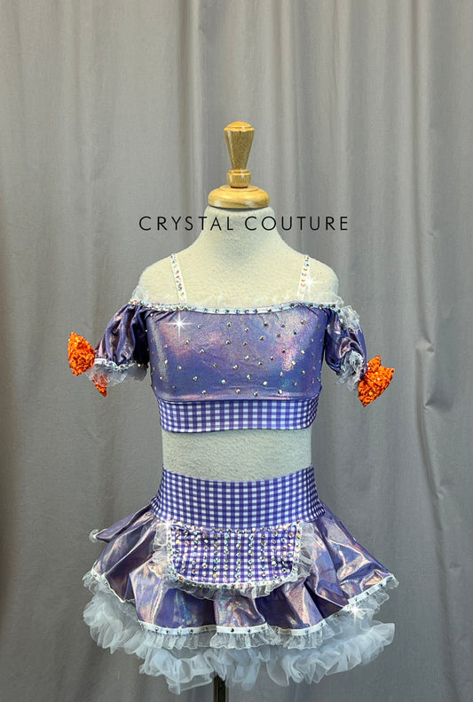 Purple Plaid Tutu Set with Orange Accents-Chef Inspired - Rhinestones