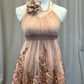 Rose/Pink Floral Tulle Dress - Rhinestones