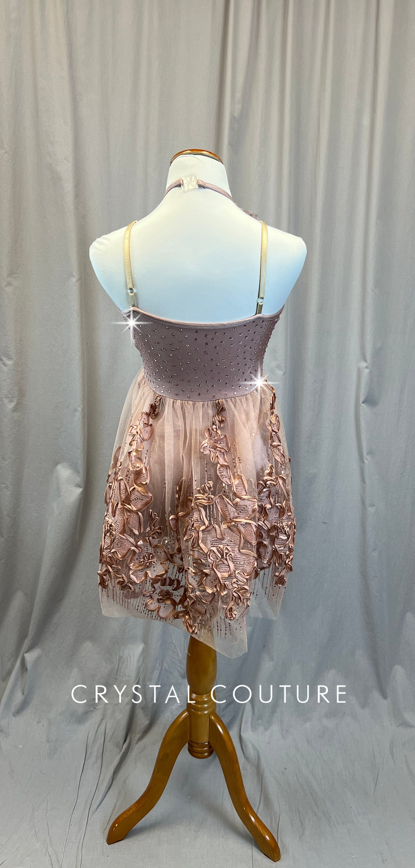 Rose/Pink Floral Tulle Dress - Rhinestones