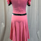 Pink and Black Cold Shoulder 50s Style Swing Dress - Rhinestones