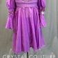 Purple Mesh Puff Sleeve Dress and Bra Top + Briefs - Rhinestones - Accessories