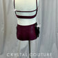 Burgundy/Wine with Black Accents Bra and Briefs Two-Piece Set -Rhinestones - Accessories