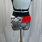 Custom Black and White Pattern with Orange and Red Accents Crop Top and Briefs Two-Piece Set - Rhinestones