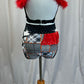 Custom Black and White Pattern with Orange and Red Accents Crop Top and Briefs Two-Piece Set - Rhinestones