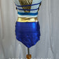 Custom Blue, Purple and Gold Crop Top and Briefs Two-Piece Set - Rhinestones