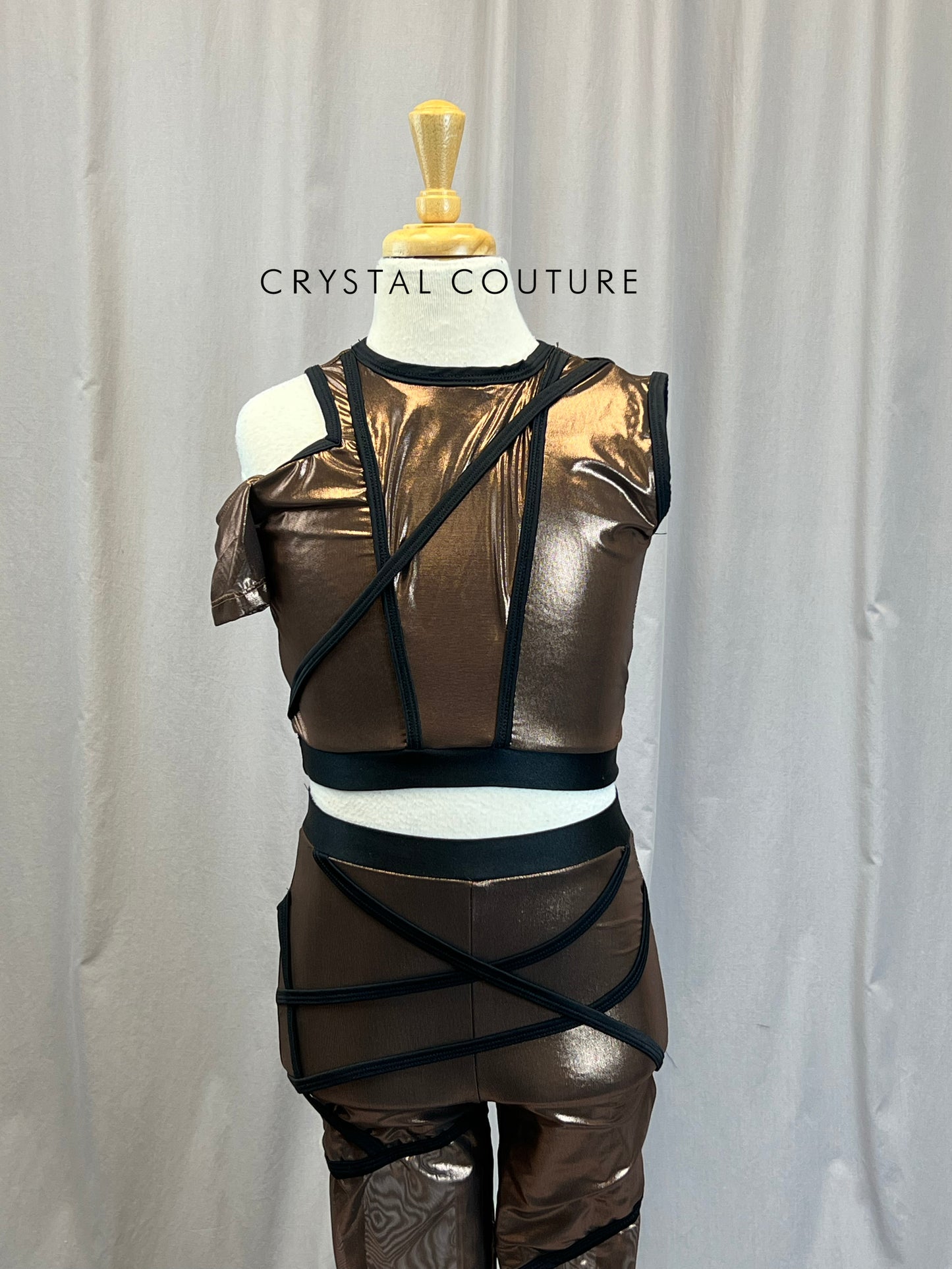 Custom Bronze Strappy Crop Top and Pants Two-Piece Set