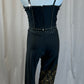 Custom Black and Gold Corset Top with Black and Gold Pants - Rhinestones