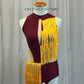 *Brand New* Custom Burgundy Leotard with Mesh Cutouts and Yellow Fringe